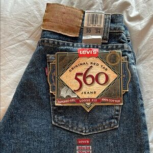 Levi's 560 Loose Fit Blue Jeans. Made in the USA. Vintage 1995. Brand new.